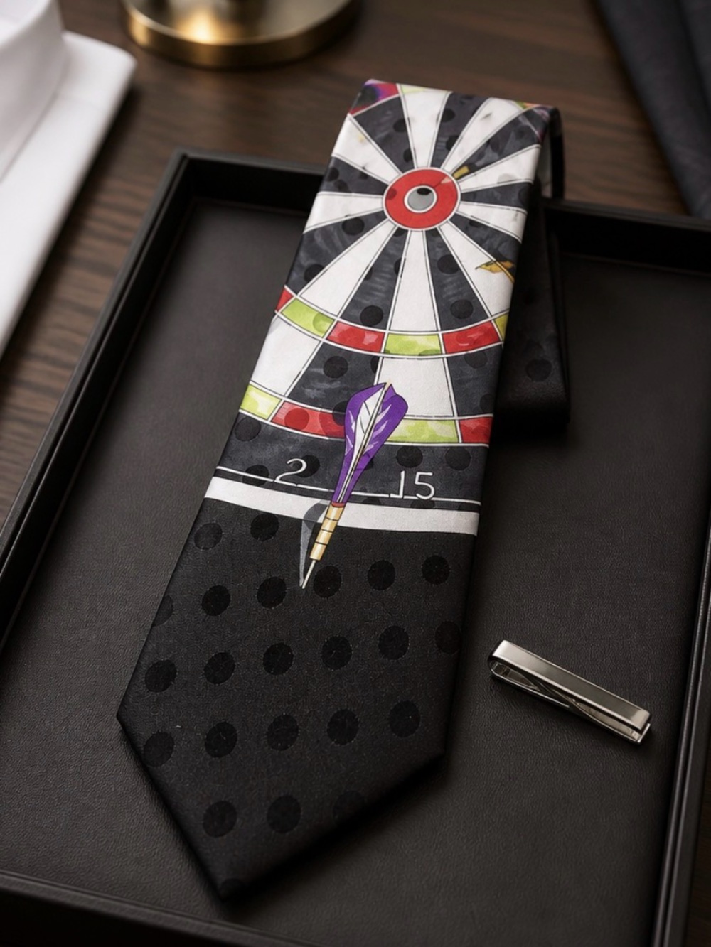 Black Purple Gold White Red Dart Board Party Necktie